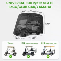 Golf Cart Cover for 2-4 passenger Waterproof Sunproof Universal