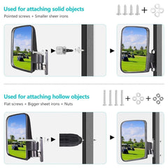 Golf Cart Side Mirror and 4 Panel Rearview Mirror Kit Universal