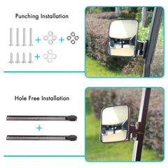 Golf Cart Side Mirrors without Blind Spot Mirrors Universal