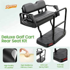 Golf Cart Rear Flip Seat for Club Car DS – Heavy-Duty Alloy Steel Frame PE Cargo Deck