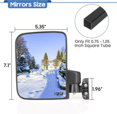 Golf Cart Mirrors, No Drilling 180 Degree Rotation & Foldable Universal