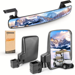 Golf Cart Mirrors, No Drilling 180 Degree Rotation & Foldable Universal