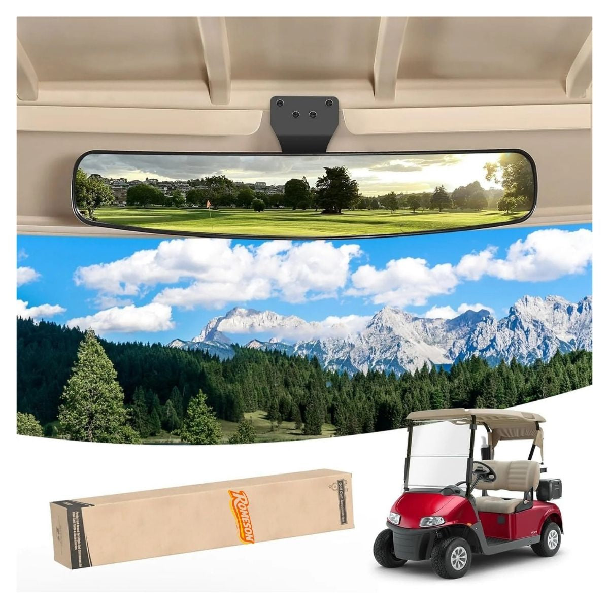 Golf Cart Mirrors Extra Wide 270 Degree Adjustable Universal Main image