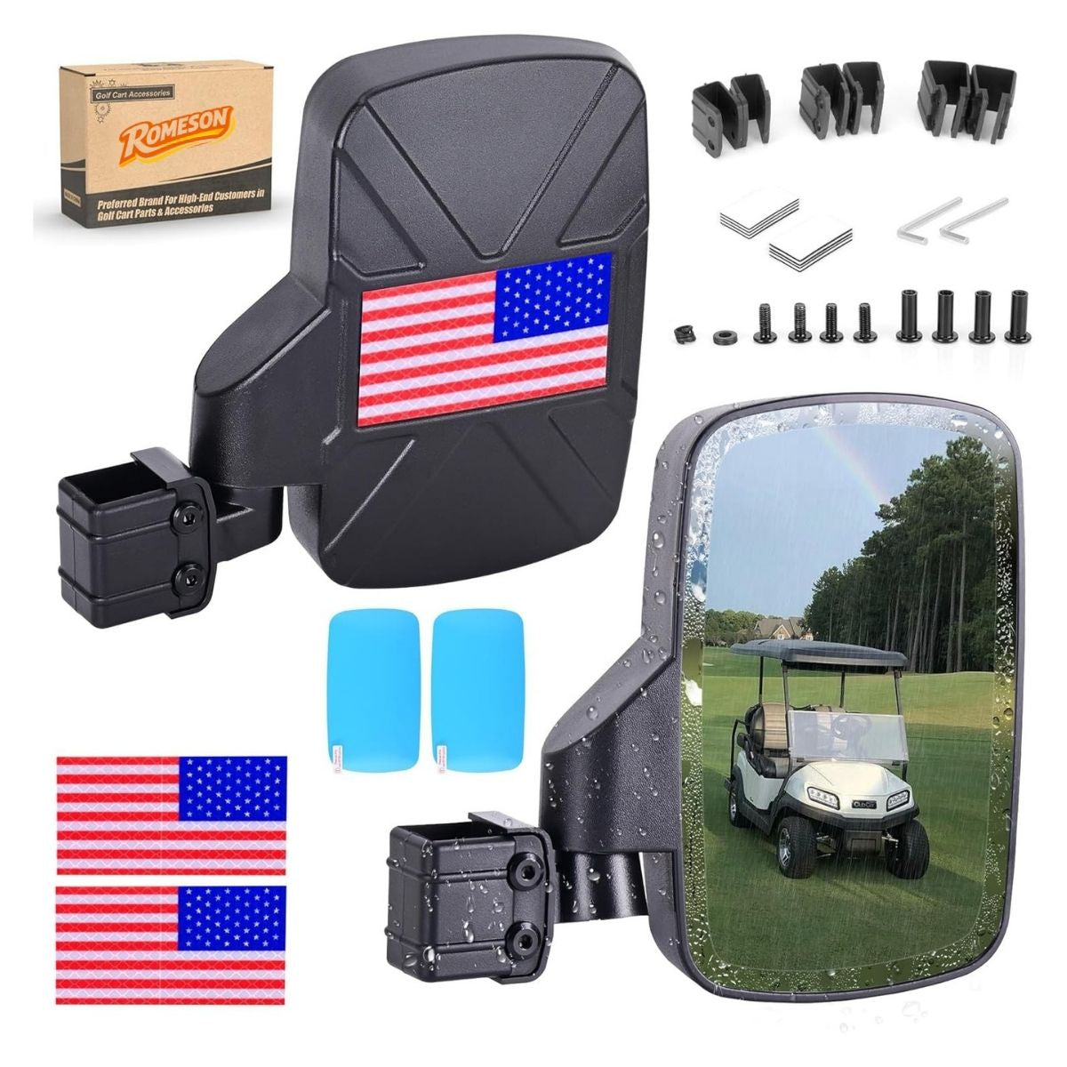 Golf Cart Side Mirror with Anti-Fog Film HD Shatterproof