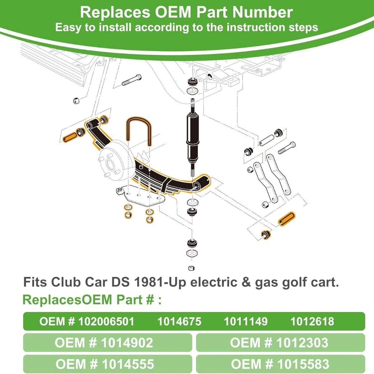 Golf Car Suspension Leaf Spring Kit for Club Car DS 1981-Up