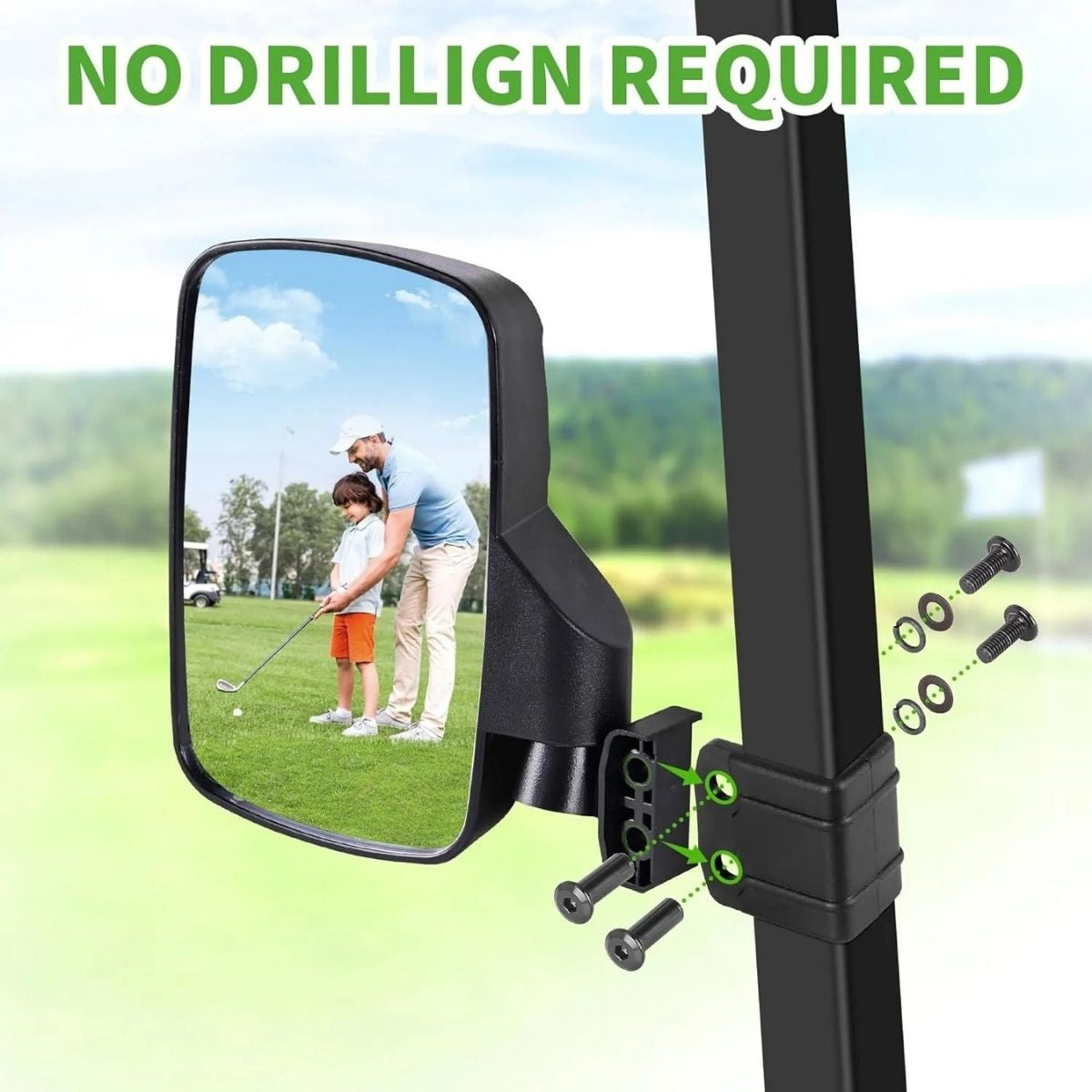Golf Cart Side Mirror with Anti-Fog Film HD Shatterproof Secondary image