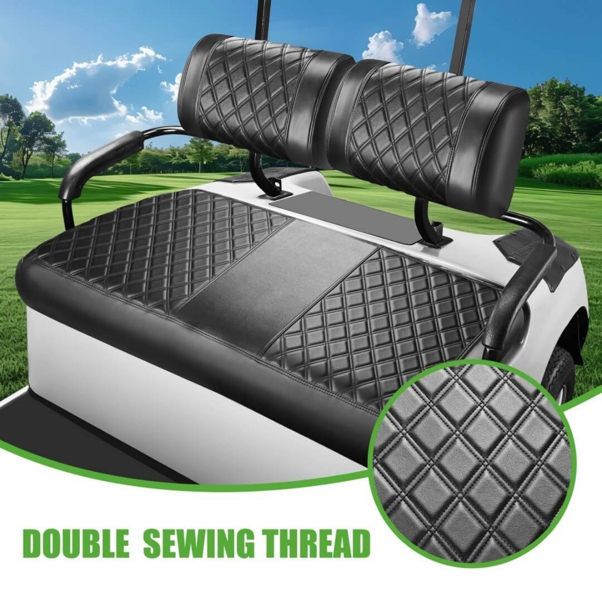 Golf Cart Leather Seat Cover for Yamaha G2-G22 No-Staple Installation