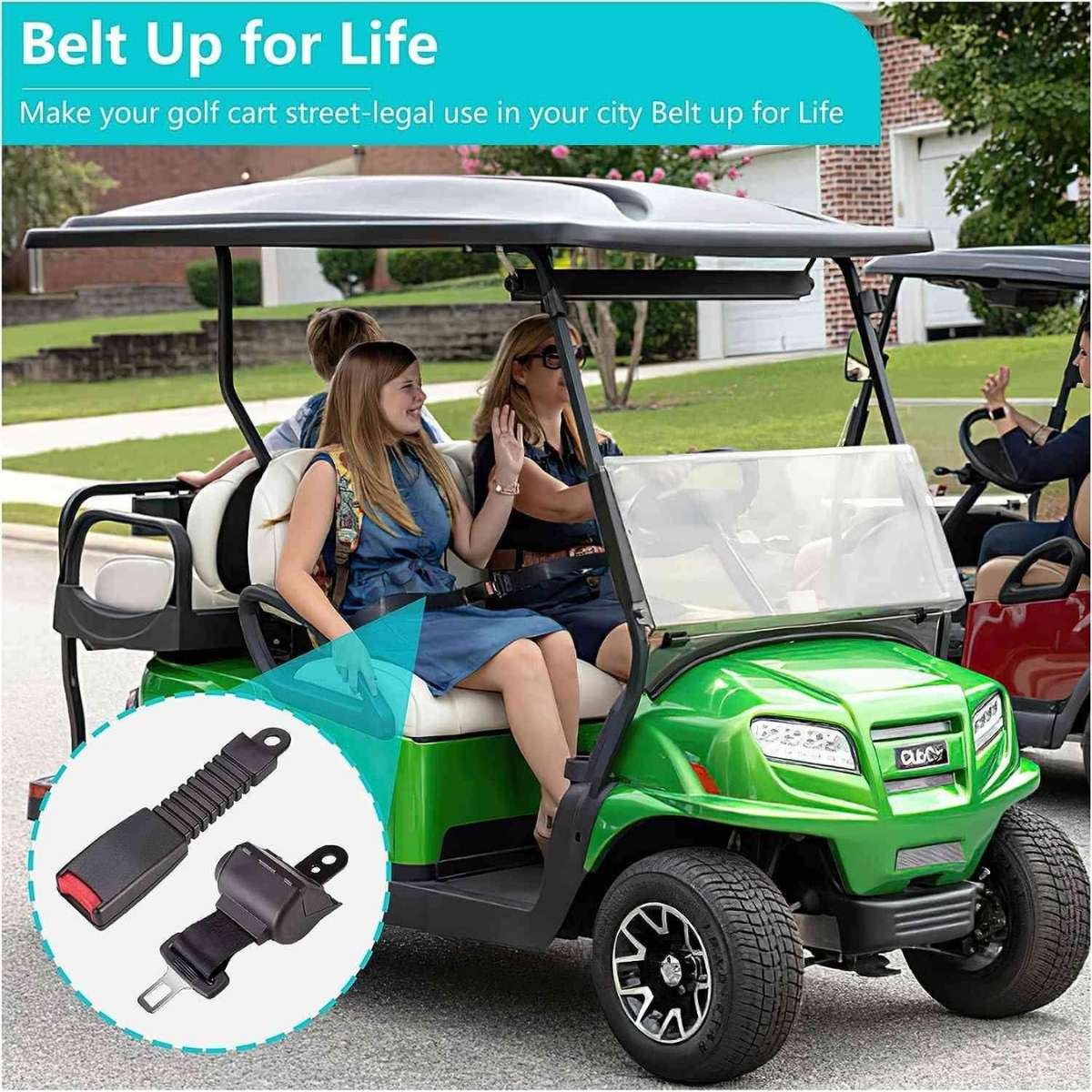 Retractable Front Rear Golf Cart Seat Belt Kit Universal