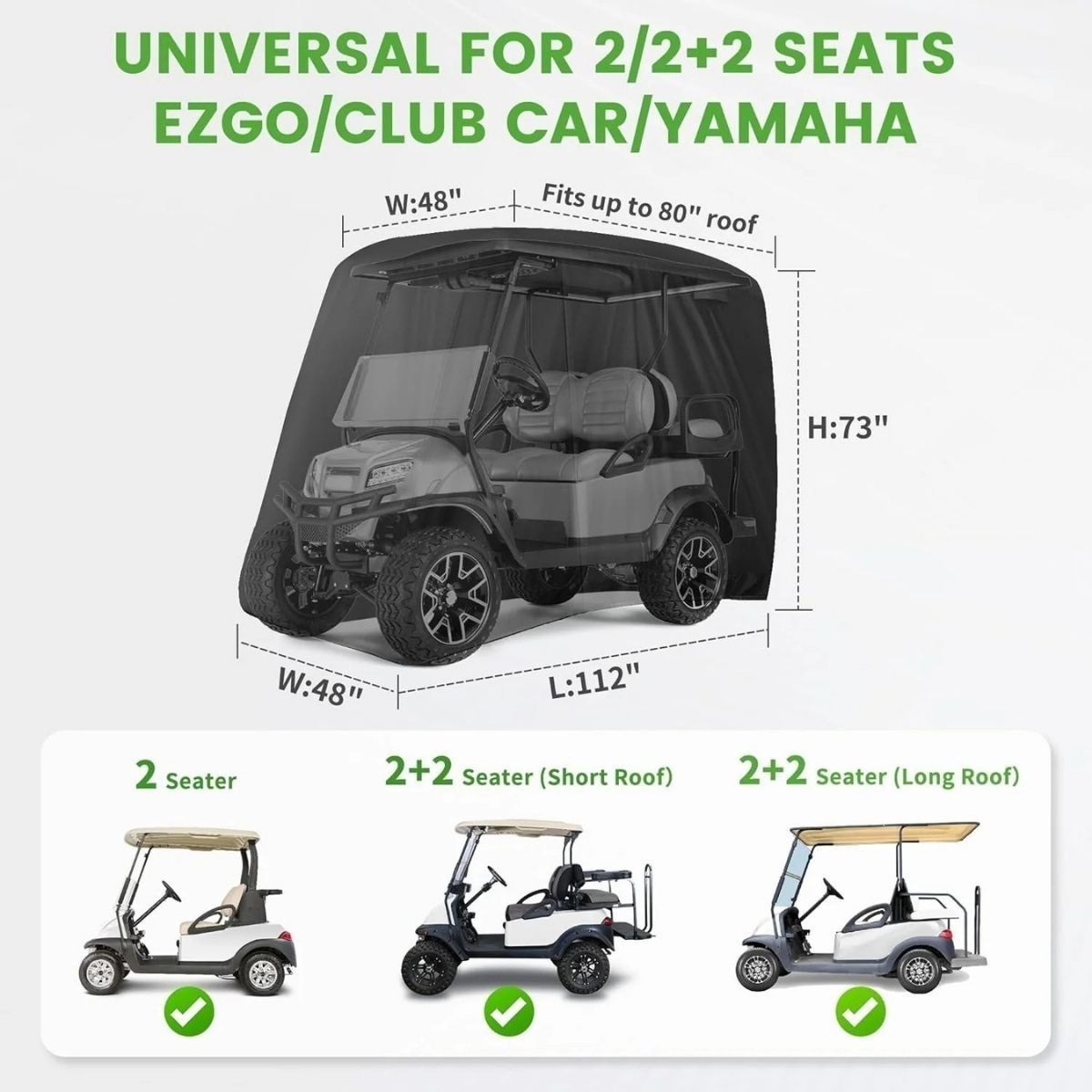 Golf Cart Cover for 2-4 passenger Waterproof Sunproof Universal