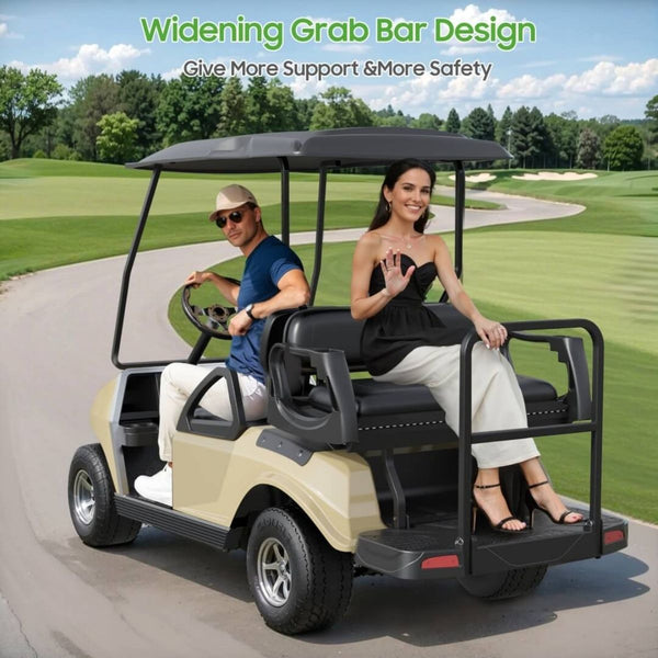 Golf Cart Rear Flip Seat for Club Car DS – Heavy-Duty Alloy Steel Frame PE Cargo Deck