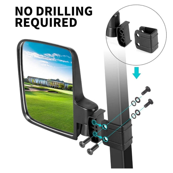 Golf Cart Side Mirrors No Drilling Required Universal