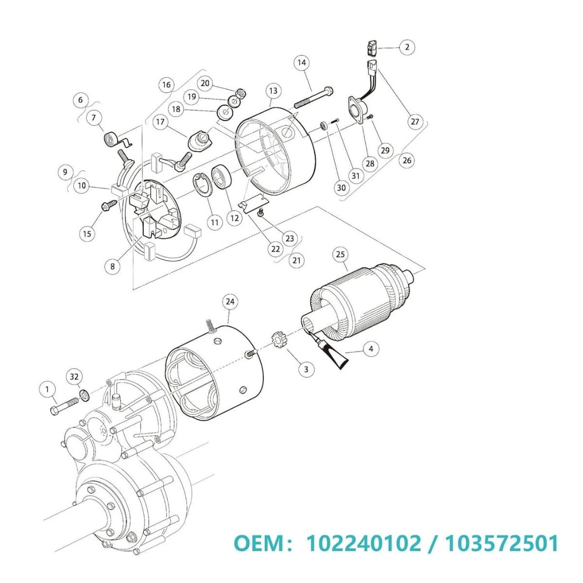 Golf Cart Electric Motor DC 48V 3.7KW for Club Car DS & Precedent 2001-up