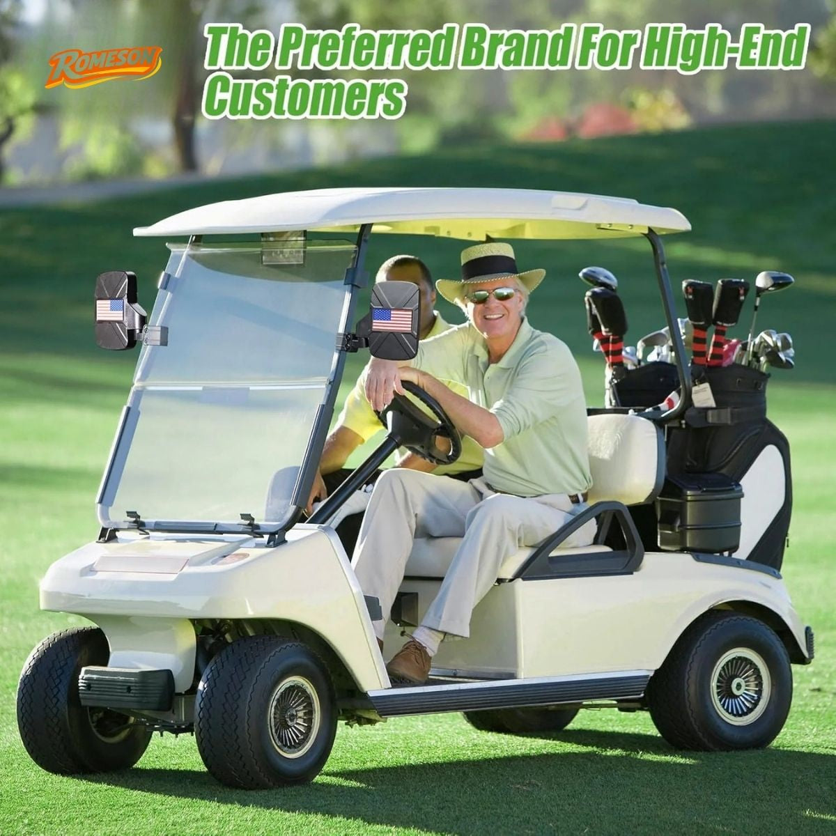 Golf Cart Side Mirror with Anti-Fog Film HD Shatterproof