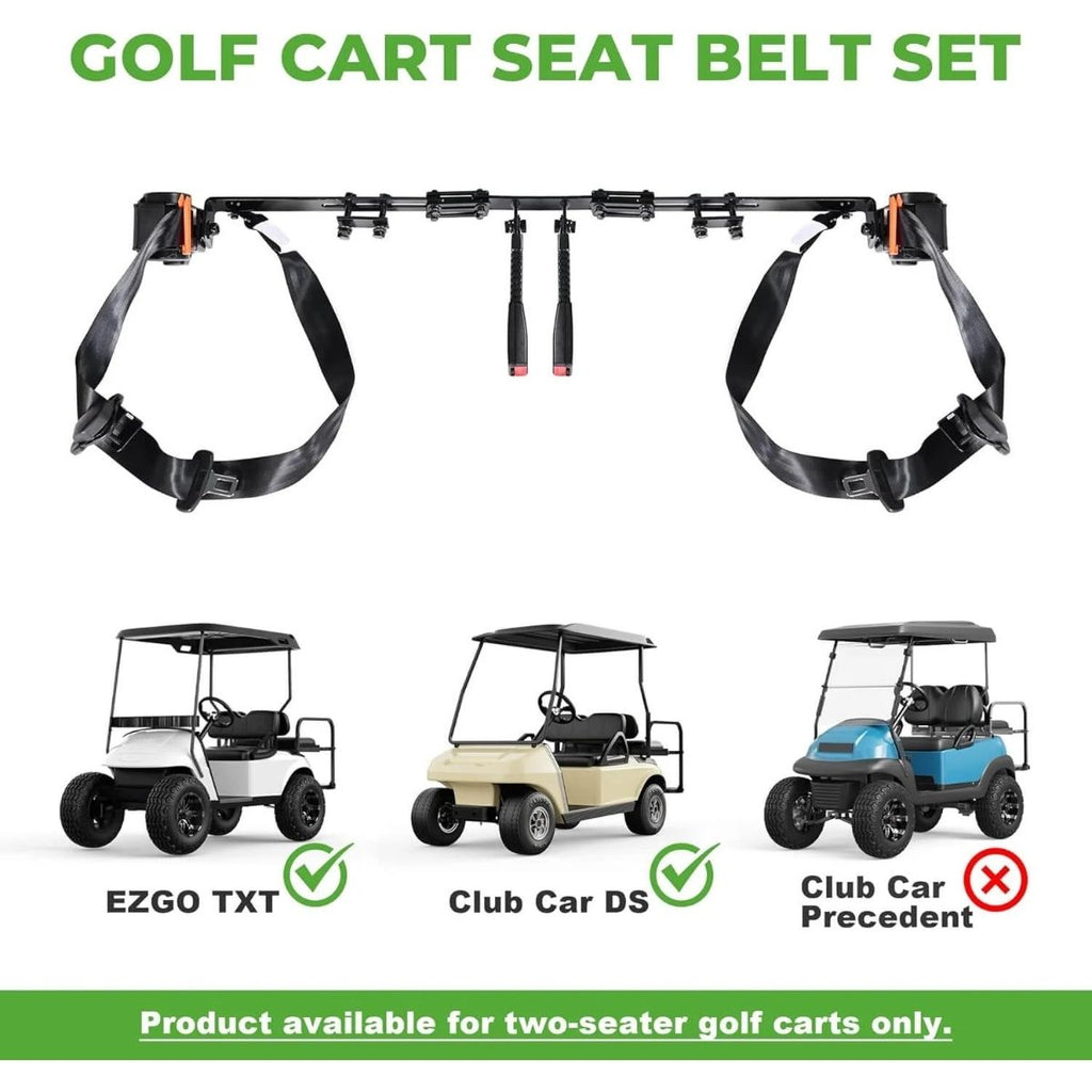 3-Point Golf Cart Seat Belts Kit for EZGO TXT & Club Car DS