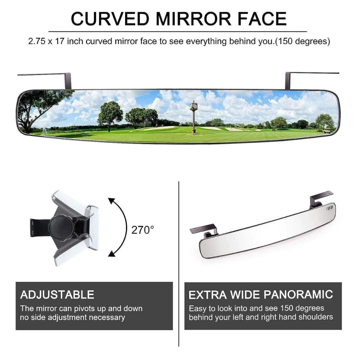 Golf Cart Side View Mirrors and Rear View Mirrors Foldable Universal