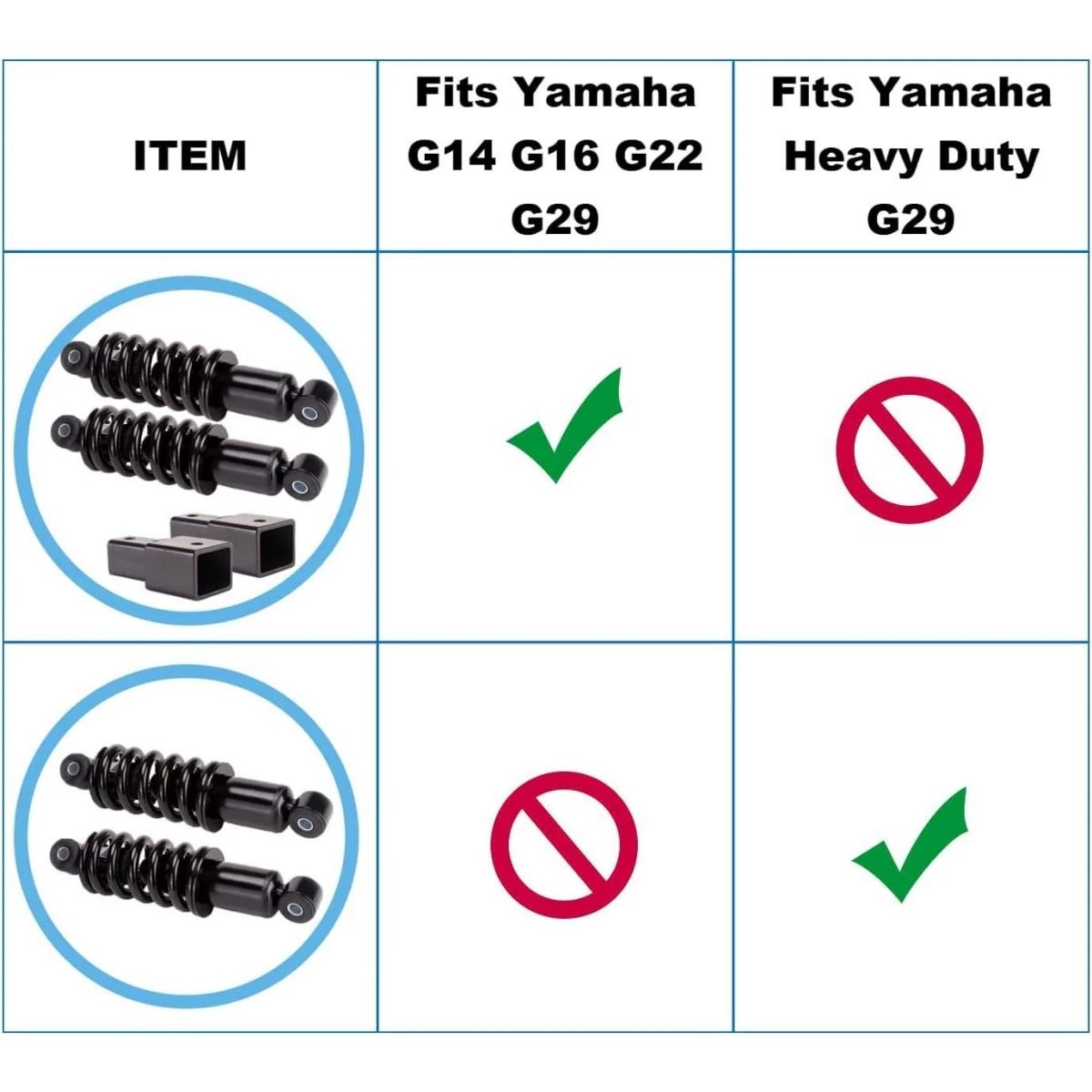Golf Cart Lift Heavy Duty Rear Shocks Spring for Yamaha