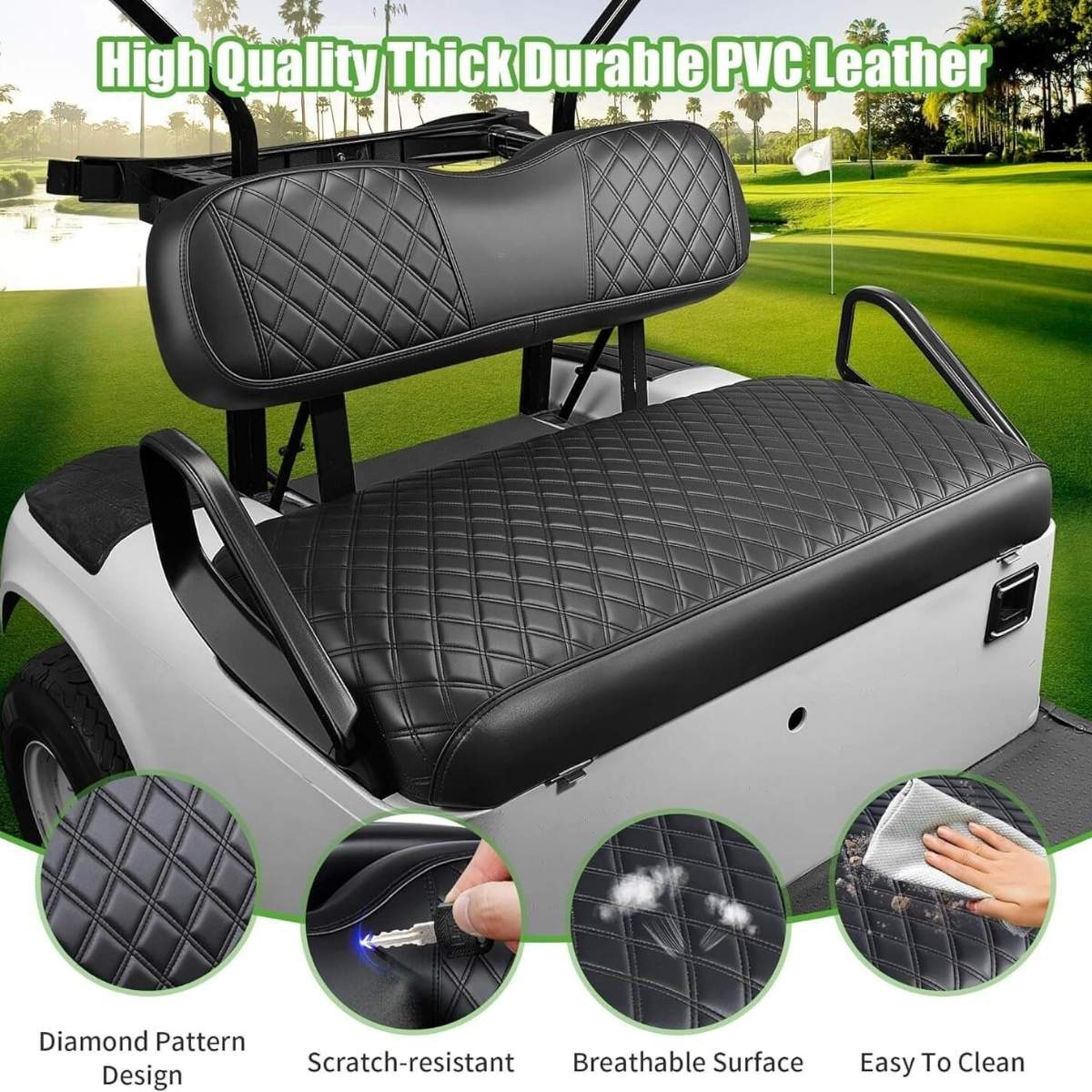 Leather Golf Cart Seat Cover for EZGO TXT Club Car Precedent