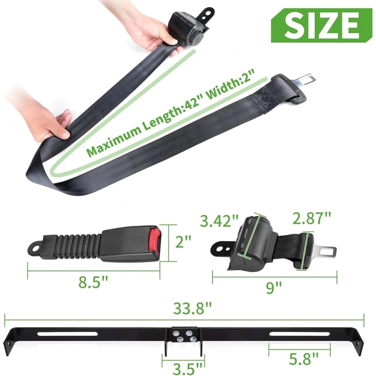 Golf Cart Seat Belts & Bracket Kit Universal
