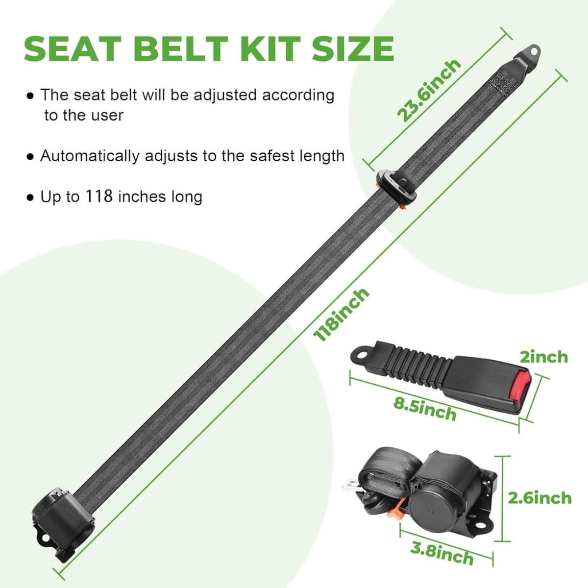 3-Point Golf Cart Seat Belts Kit for EZGO TXT & Club Car DS