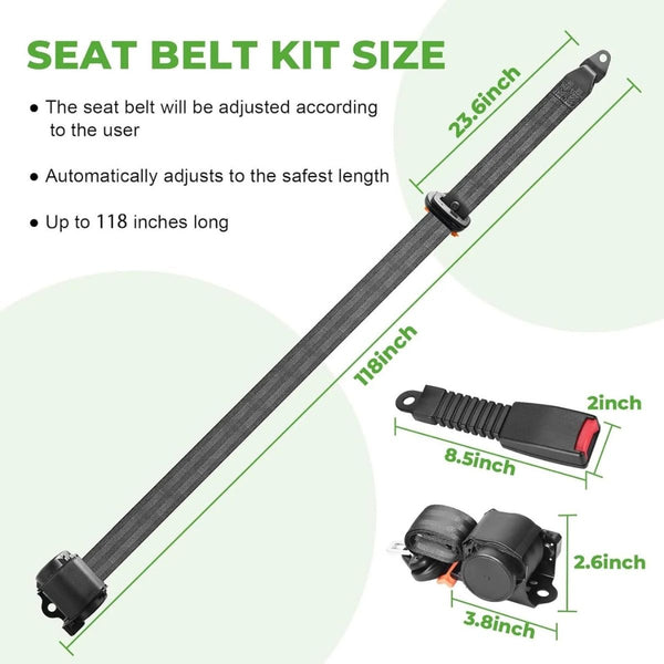 3-Point Golf Cart Seat Belts Kit for EZGO TXT & Club Car DS