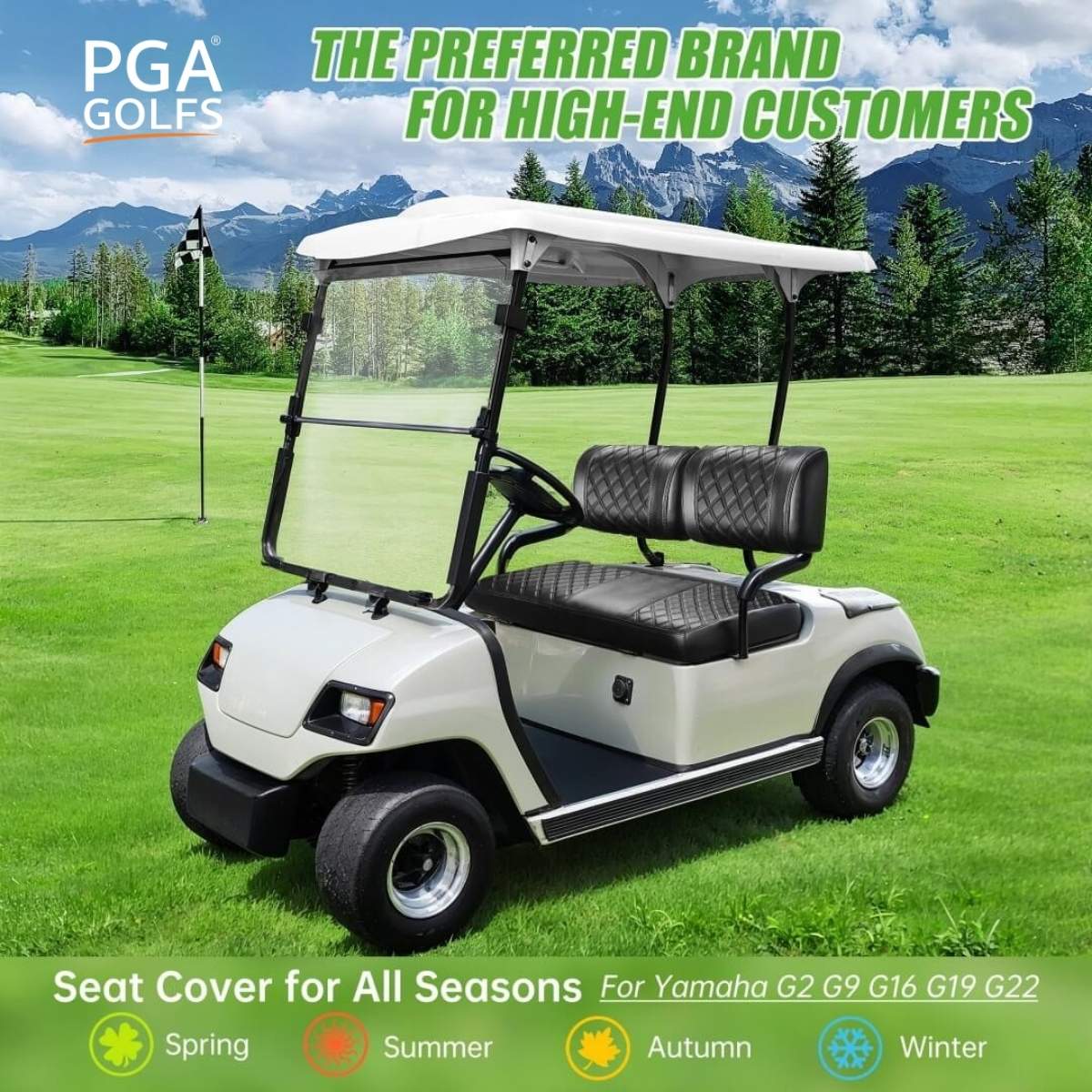Golf Cart Leather Seat Cover for Yamaha G2-G22 No-Staple Installation