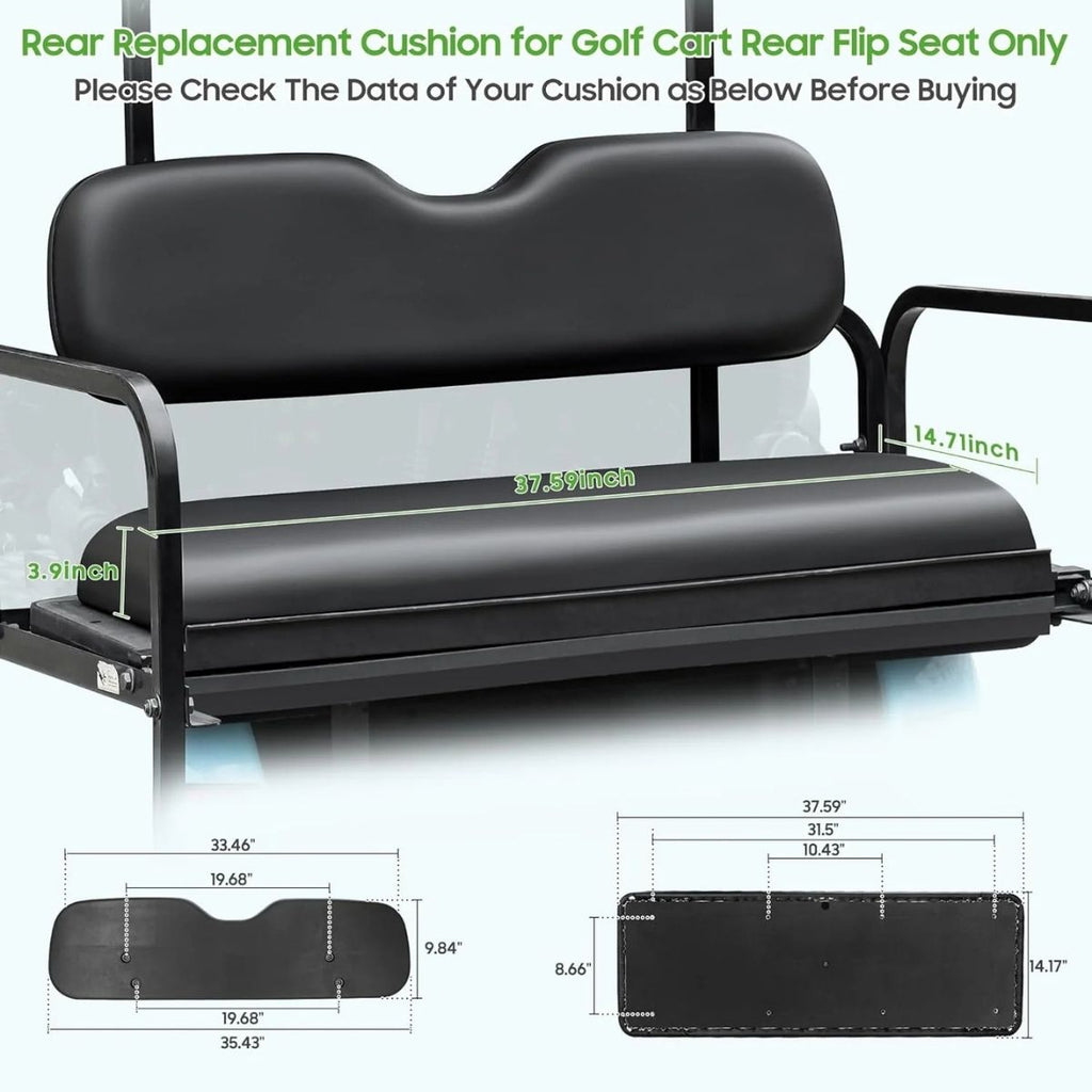 Deluxe Golf Cart Rear Seat Replacement Cushion Universal