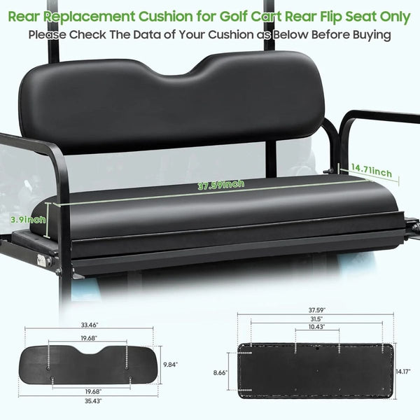Deluxe Golf Cart Rear Seat Replacement Cushion Universal