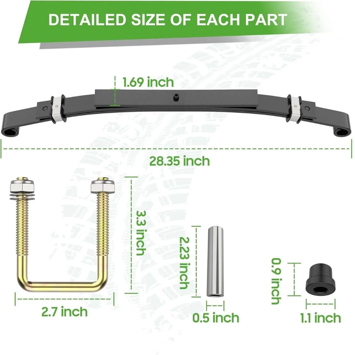 Golf Cart Rear 3-Leaf Spring Kit with Heavy Duty Bushings & Sleeves for EZGO TXT 1995-2013