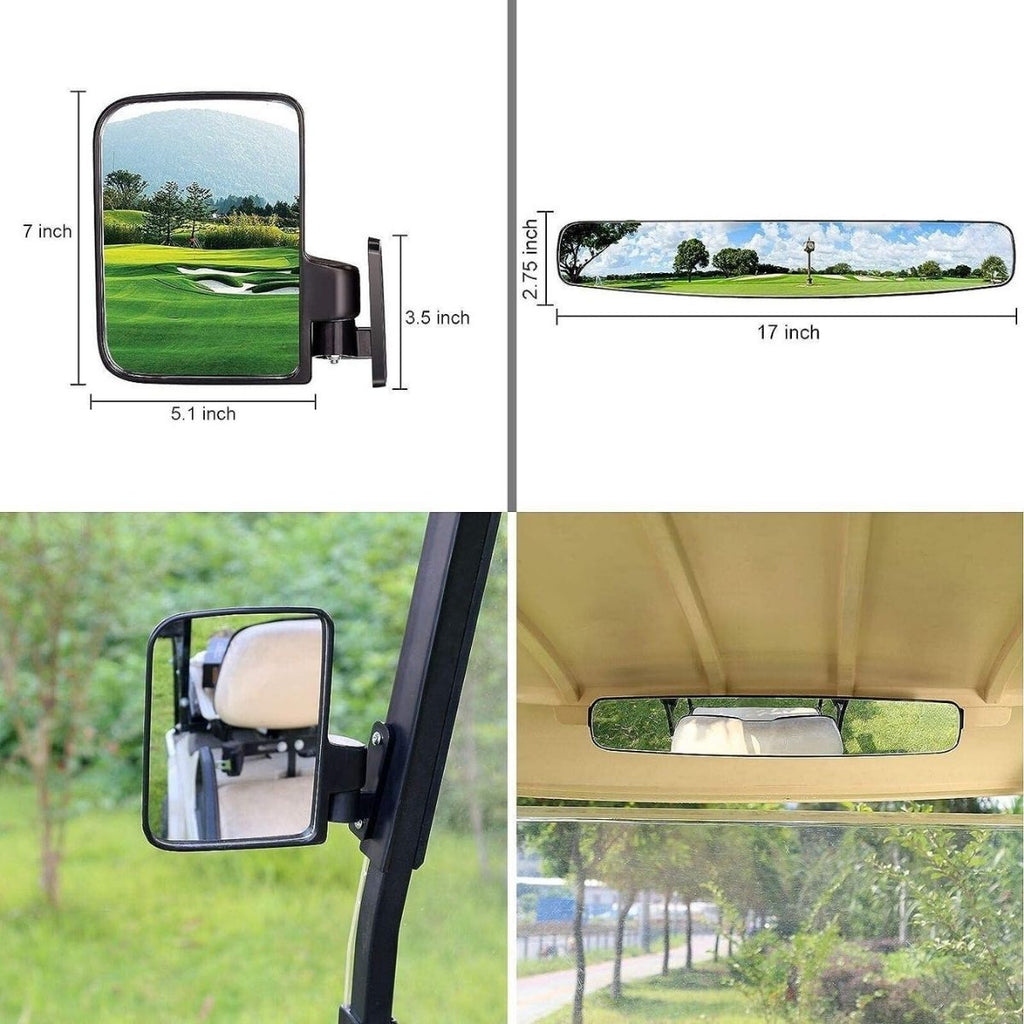 Golf Cart Side View Mirrors and Rear View Mirrors Foldable Universal