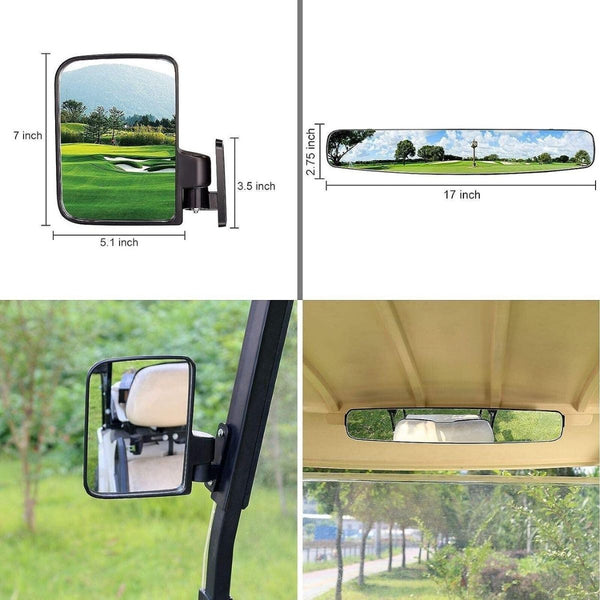Golf Cart Side View Mirrors and Rear View Mirrors Foldable Universal