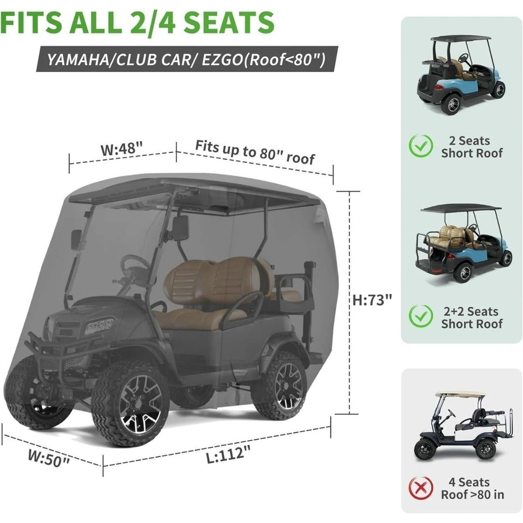 Golf Cart Cover Upgrade Extended Roof for 2/4 Passenger