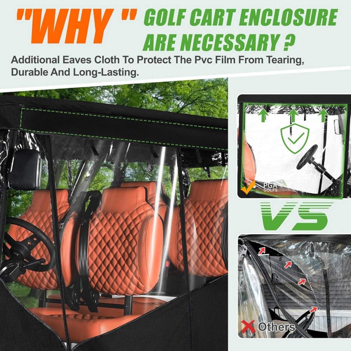 6 Passenger Golf Cart Enclosure - 600D Waterproof Cover Universal