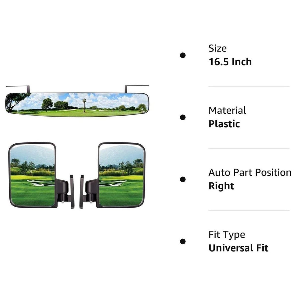 Golf Cart Side View Mirrors and Rear View Mirrors Foldable Universal