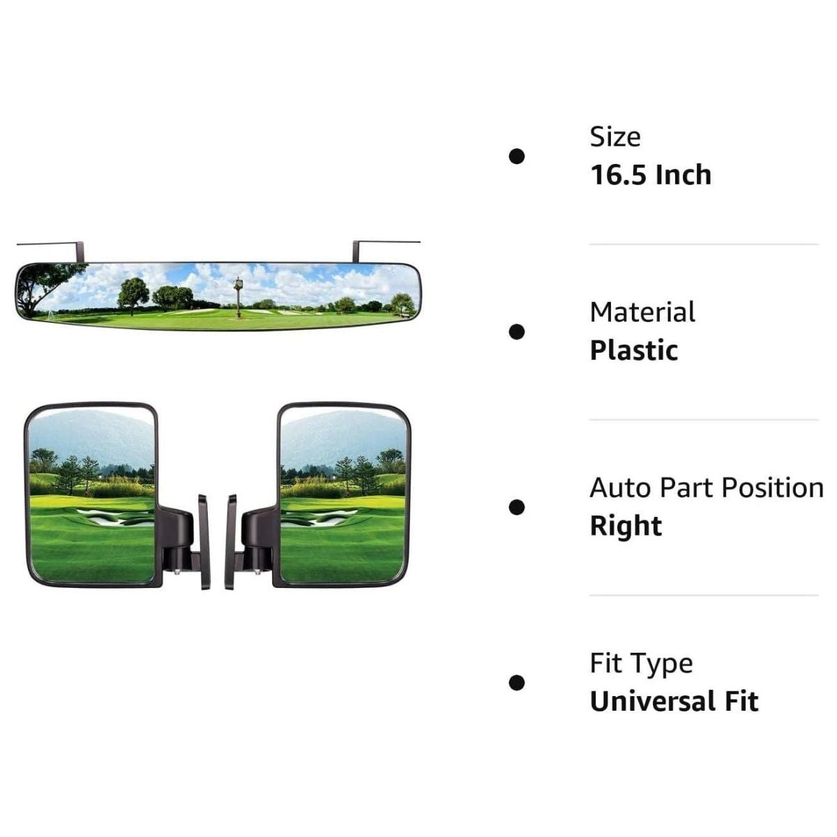 Golf Cart Side View Mirrors and Rear View Mirrors Foldable Universal