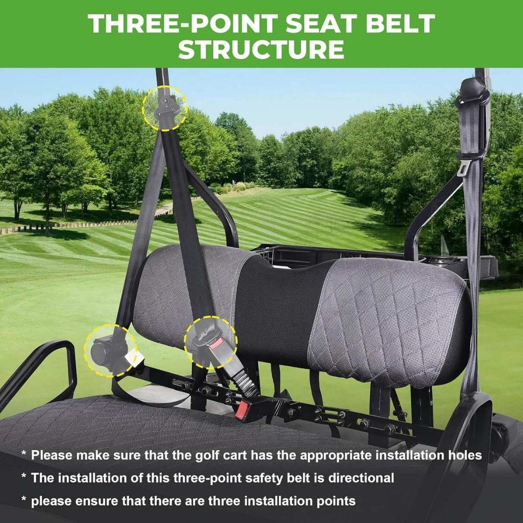 3-Point Golf Cart Seat Belts Kit for EZGO TXT & Club Car DS