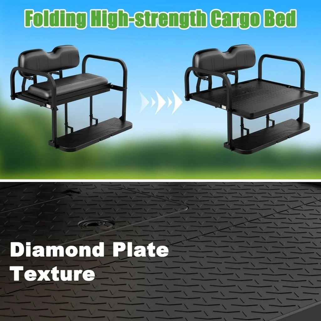 Golf Cart Rear Seat, Flip Folding Back Seat Kit Fits EZGO TXT