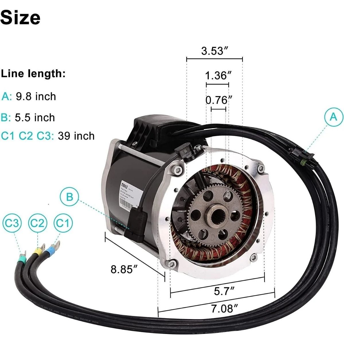 48V Golf Cart Motor for EZGO RXV 2008-Up & 2FIVE 2010-2015
