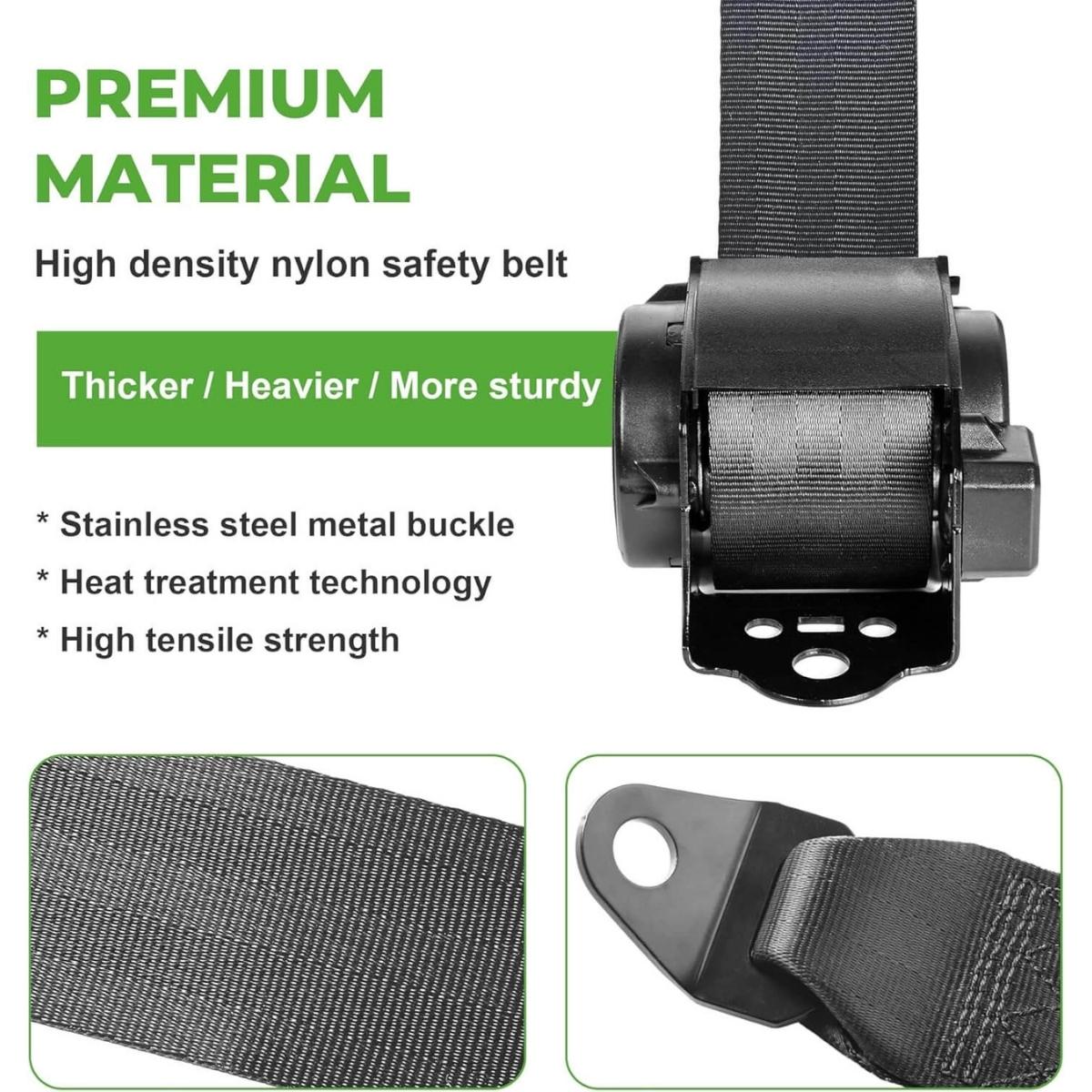 3-Point Golf Cart Seat Belts Kit for EZGO TXT & Club Car DS