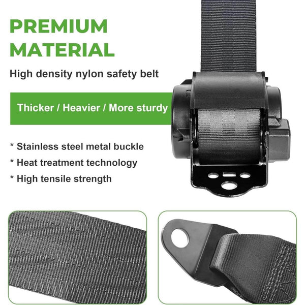 3-Point Golf Cart Seat Belts Kit for EZGO TXT & Club Car DS