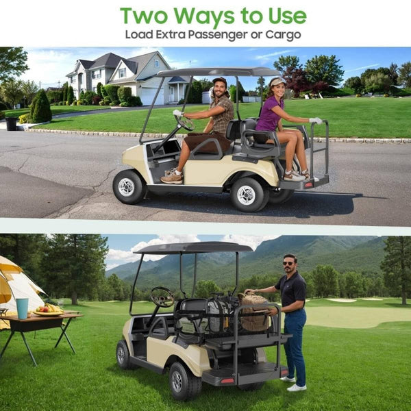 Golf Cart Rear Flip Seat for Club Car DS – Heavy-Duty Alloy Steel Frame PE Cargo Deck