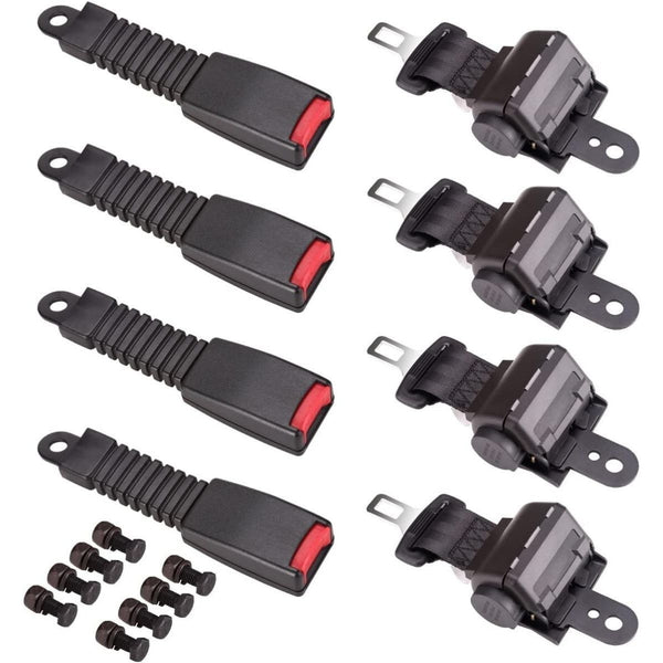 Retractable Front Rear Golf Cart Seat Belt Kit Universal