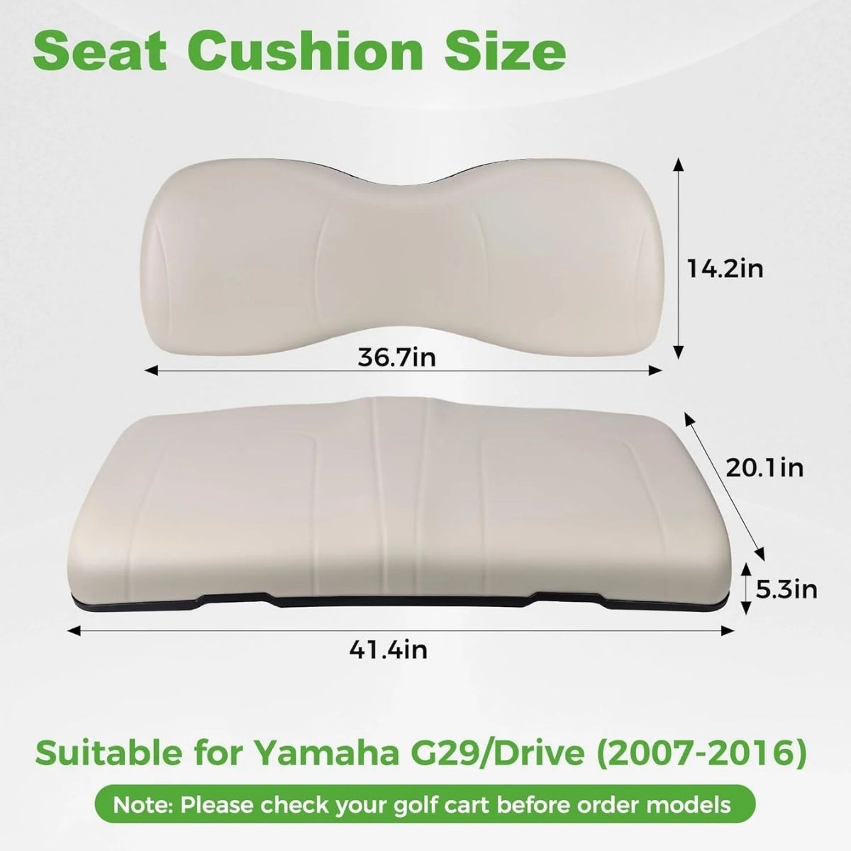 Golf Cart Front Seat Cushion Kit - Perfect Fit for Yamaha G29/Drive (2007-2016)