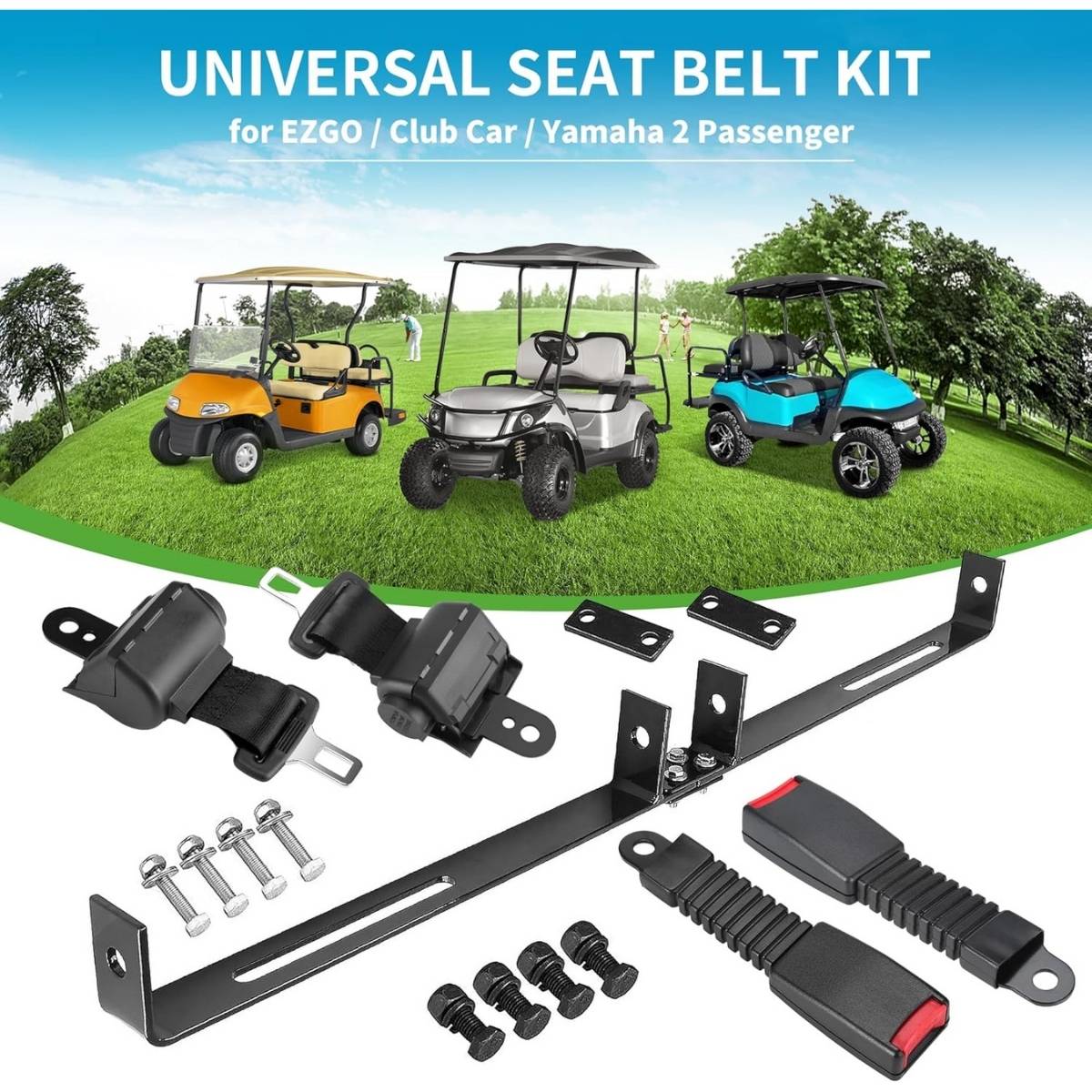 Golf Cart Seat Belts & Bracket Kit Universal