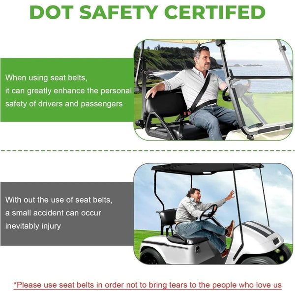 3-Point Golf Cart Seat Belts Kit for EZGO TXT & Club Car DS