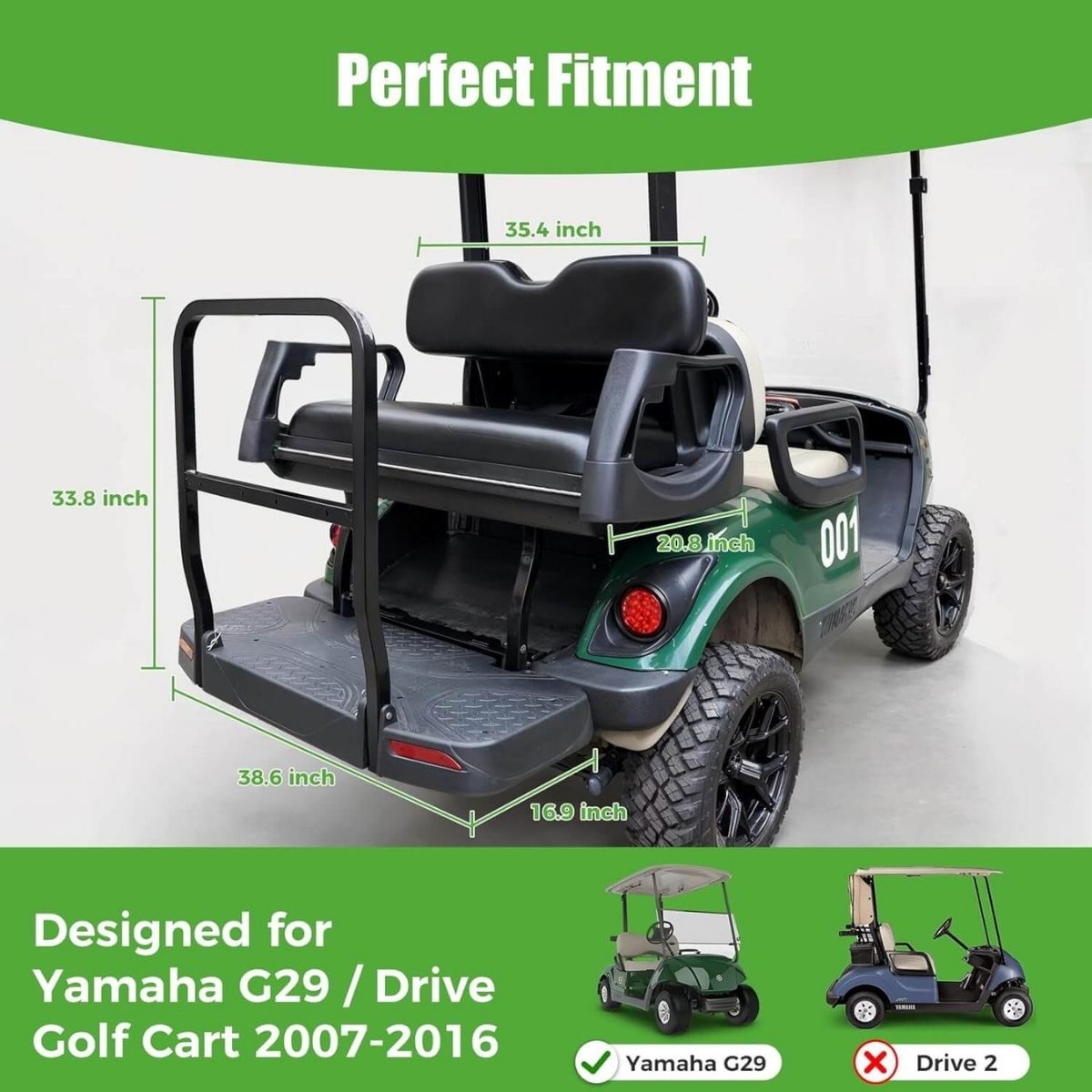 Back Seat for Golf Cart Yamaha G29/Drive 2007-2016 Flip-up Seat with Dual Function