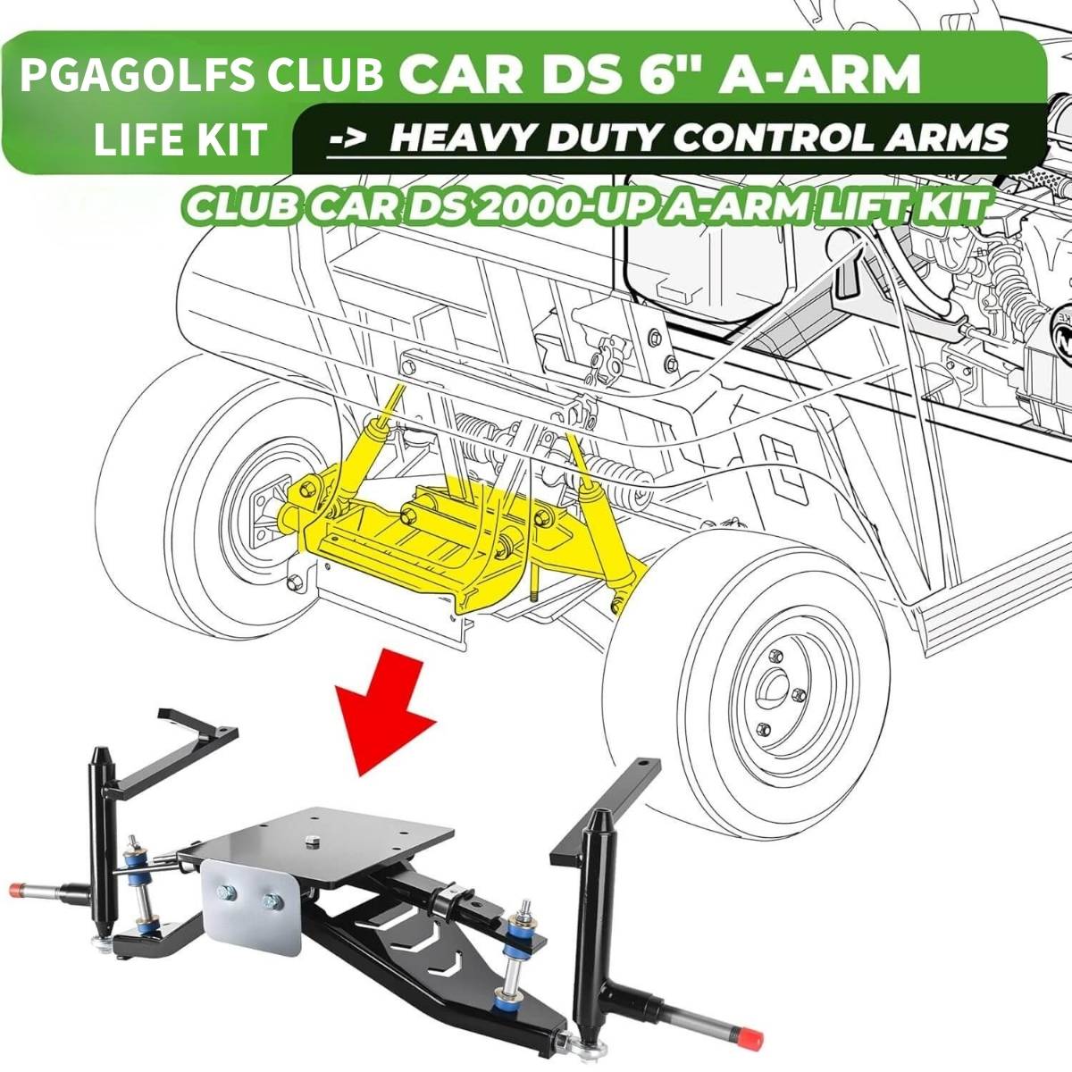 Golf Cart Lift Kit 6" Double A-Arm for Club Car DS Electric or Gas