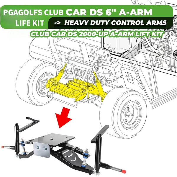 Golf Cart Lift Kit 6" Double A-Arm for Club Car DS Electric or Gas