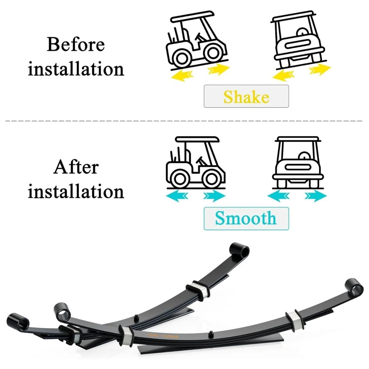 Golf Cart Rear Leaf Spring Kit Heavy Duty - 4-leaf Spring for EZGO TXT 1995-2013