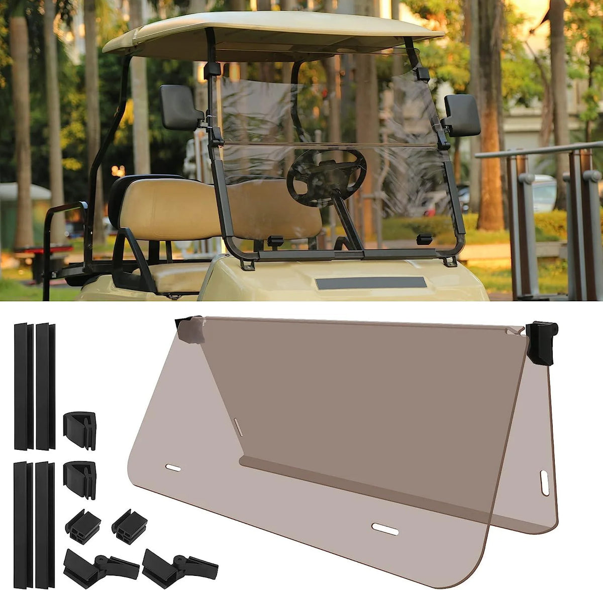 Golf Cart Windshield for Club Car DS 1982-UP Foldable Sport Tinted Main image