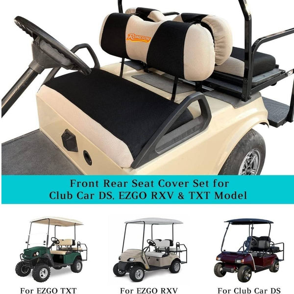 Golf Cart Front Rear Seat Cover Set for EZGO TXT RXV & Club Car DS